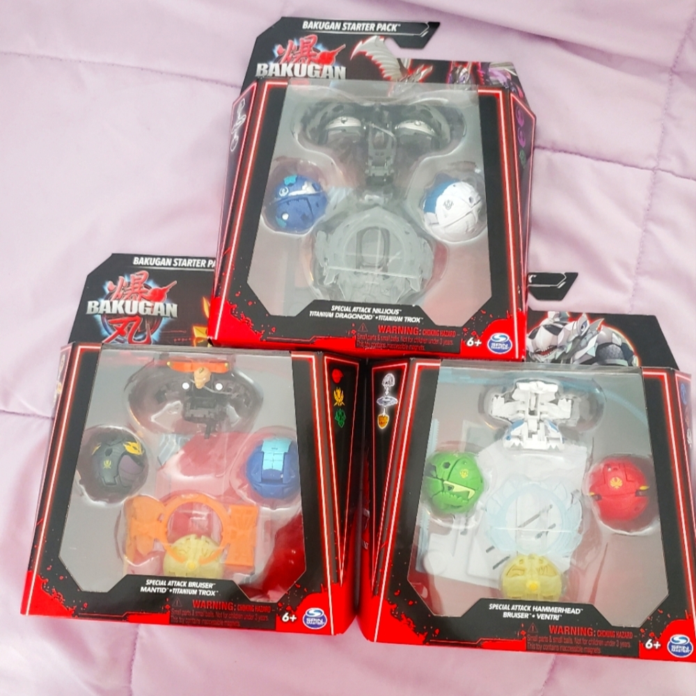 3 BAKUGAN Starter Pack Special Attack  Hammerhead Bruiser Nillious